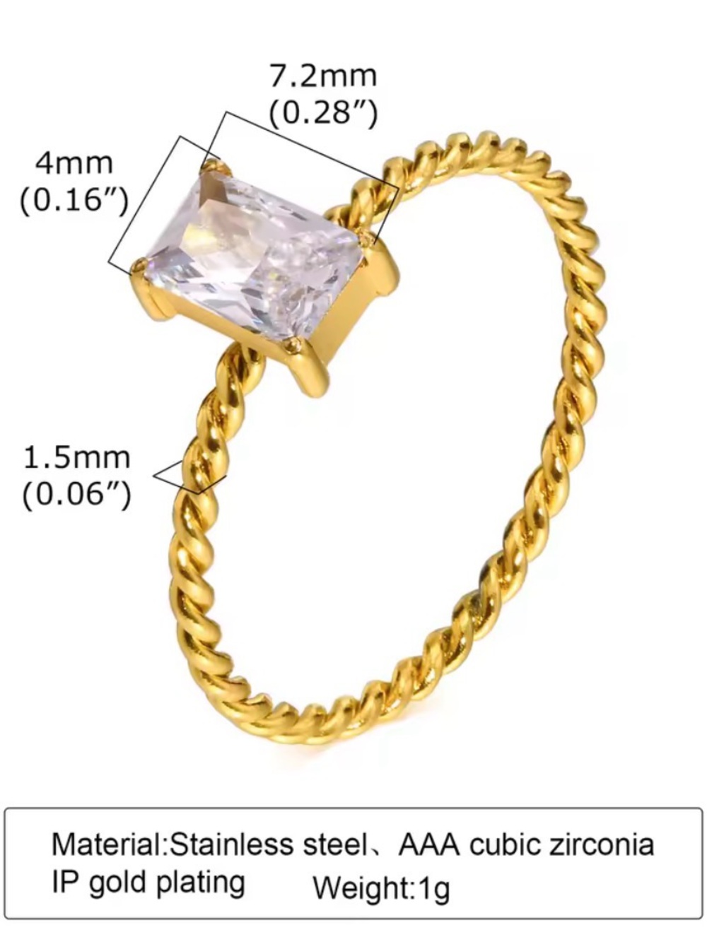 Gold-Tone Twisted Band Ring with Clear Cubic Zirconia